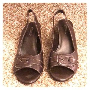 Brown sling backs